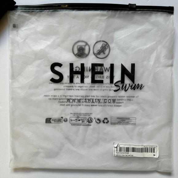 NWT Shein Swim Cover Up Fringe Trim Black Tie Side Skirt Sheer Boho Beachy Sz M - Picture 2 of 9